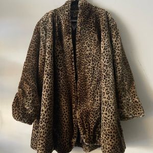 Women's J. Percy for Marvin Richards Animal Print Faux Fur Swing Coat. Vintage